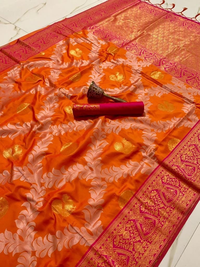 Heavy Jari Weaving Wedding Wear Saree With Beautiful Blouse