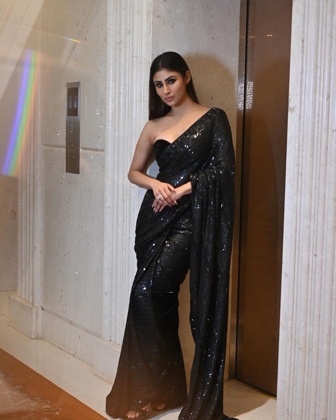 Amezing Black Sequence Worked Wedding Wear Saree