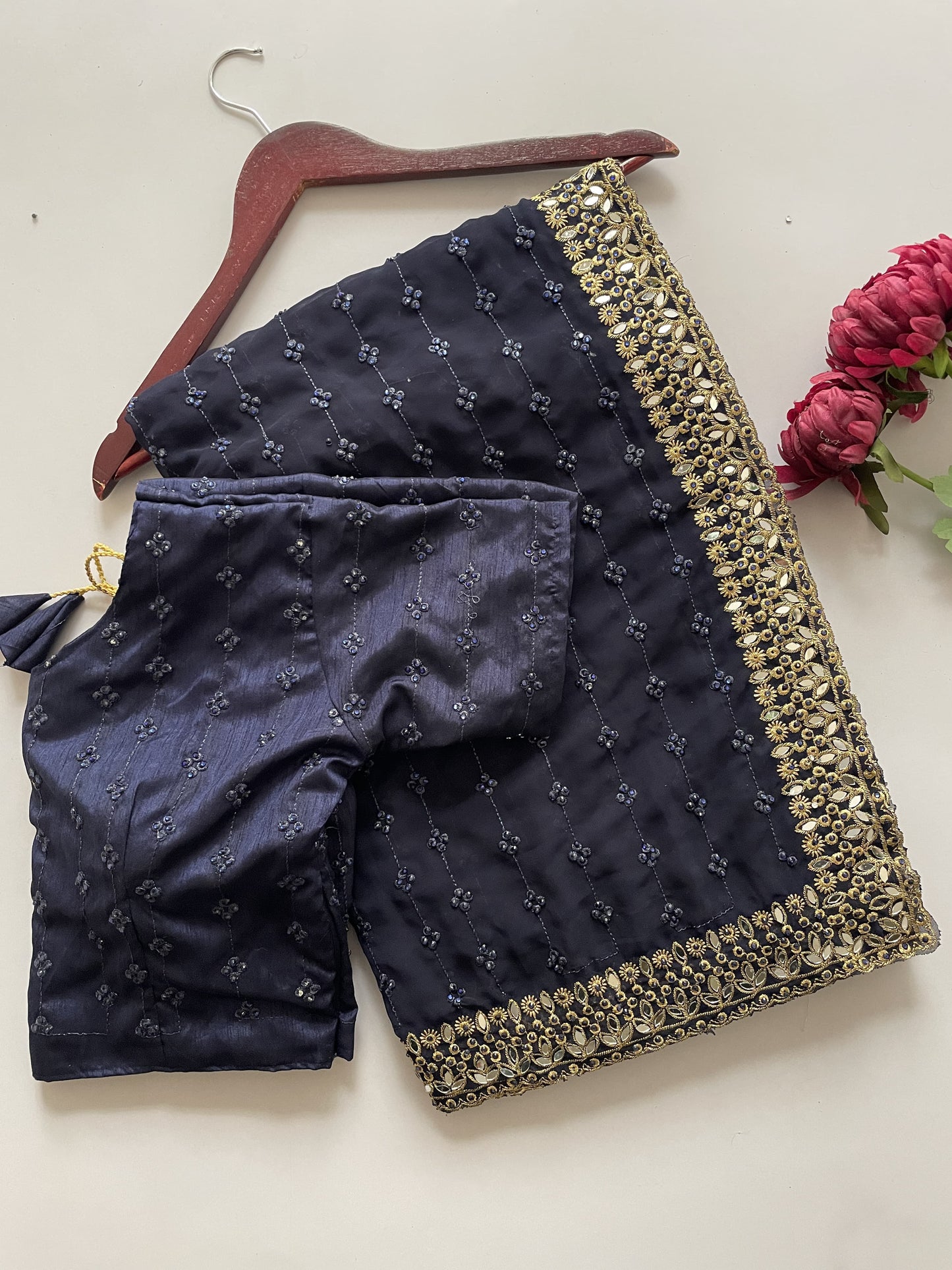 Glamorous Sequence And Mirror Work Georgette Bollywood Style Saree
