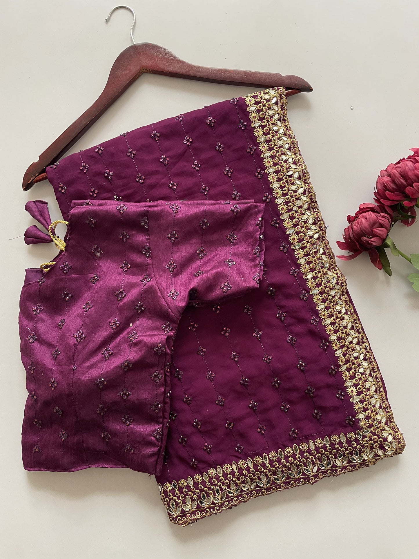 Glamorous Sequence And Mirror Work Georgette Bollywood Style Saree