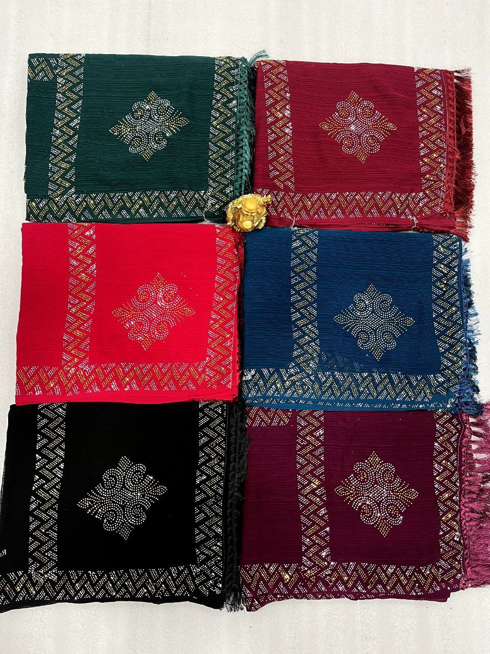 Daimond Work Georgette Designer Saree With Jalar