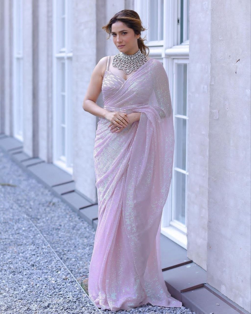 Rainbow Sequence Party Wear Georgette Saree With Sequence Blouse