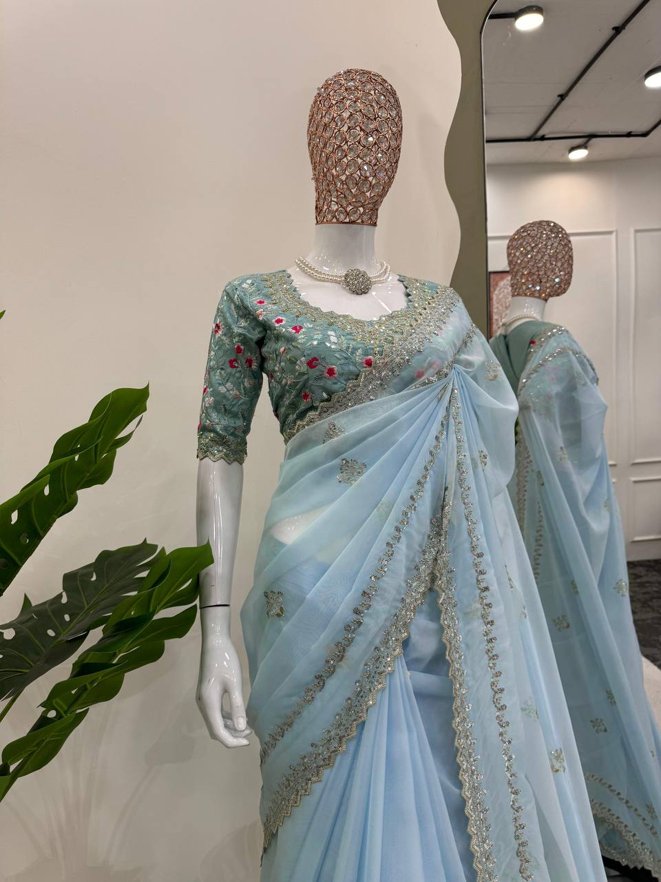 Tubby Silk Thred And Sequence Worked Designer Saree With Beautiful Blouse