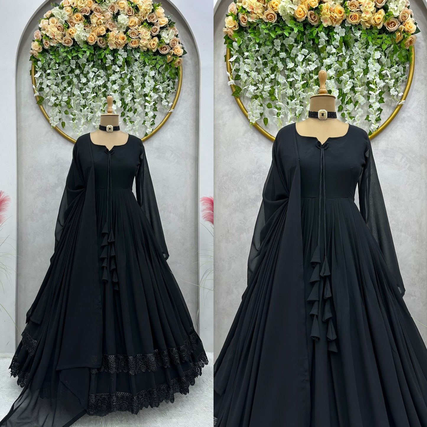 Glamorous Party Wear Georgette Full Stiched Gown With Dupatta