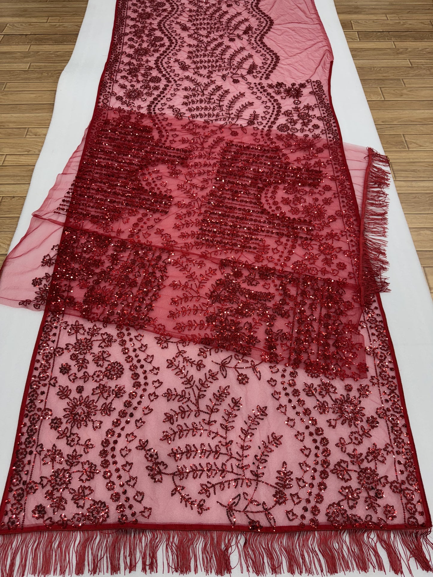 Elegant Soft Net Sequence Embroidery Worked Saree With Designer Blouse