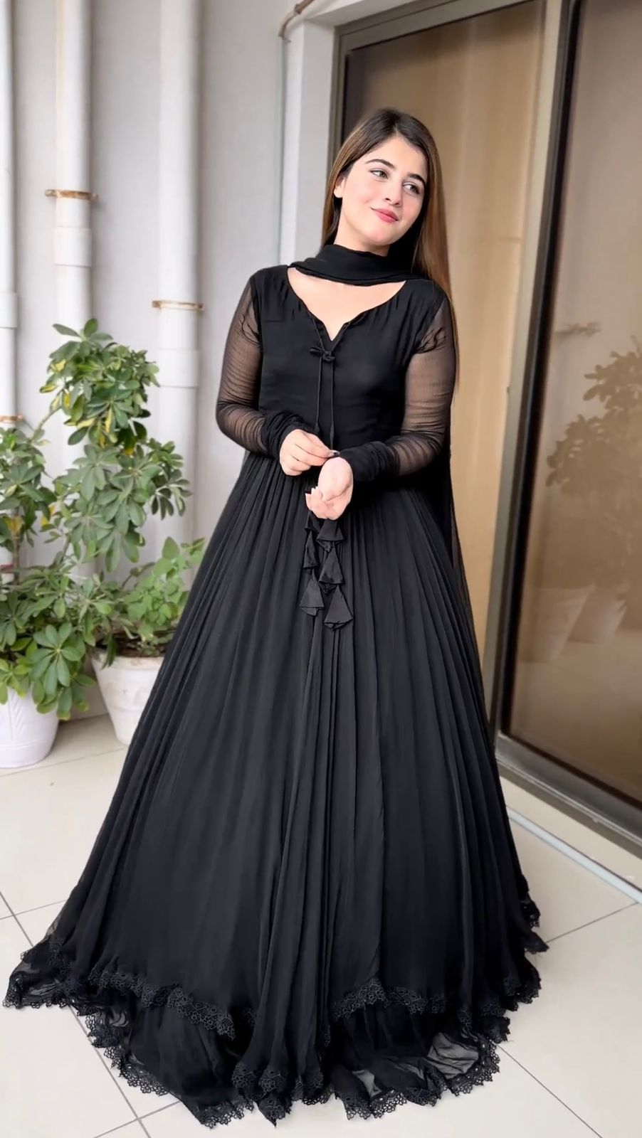 Glamorous Party Wear Georgette Full Stiched Gown With Dupatta