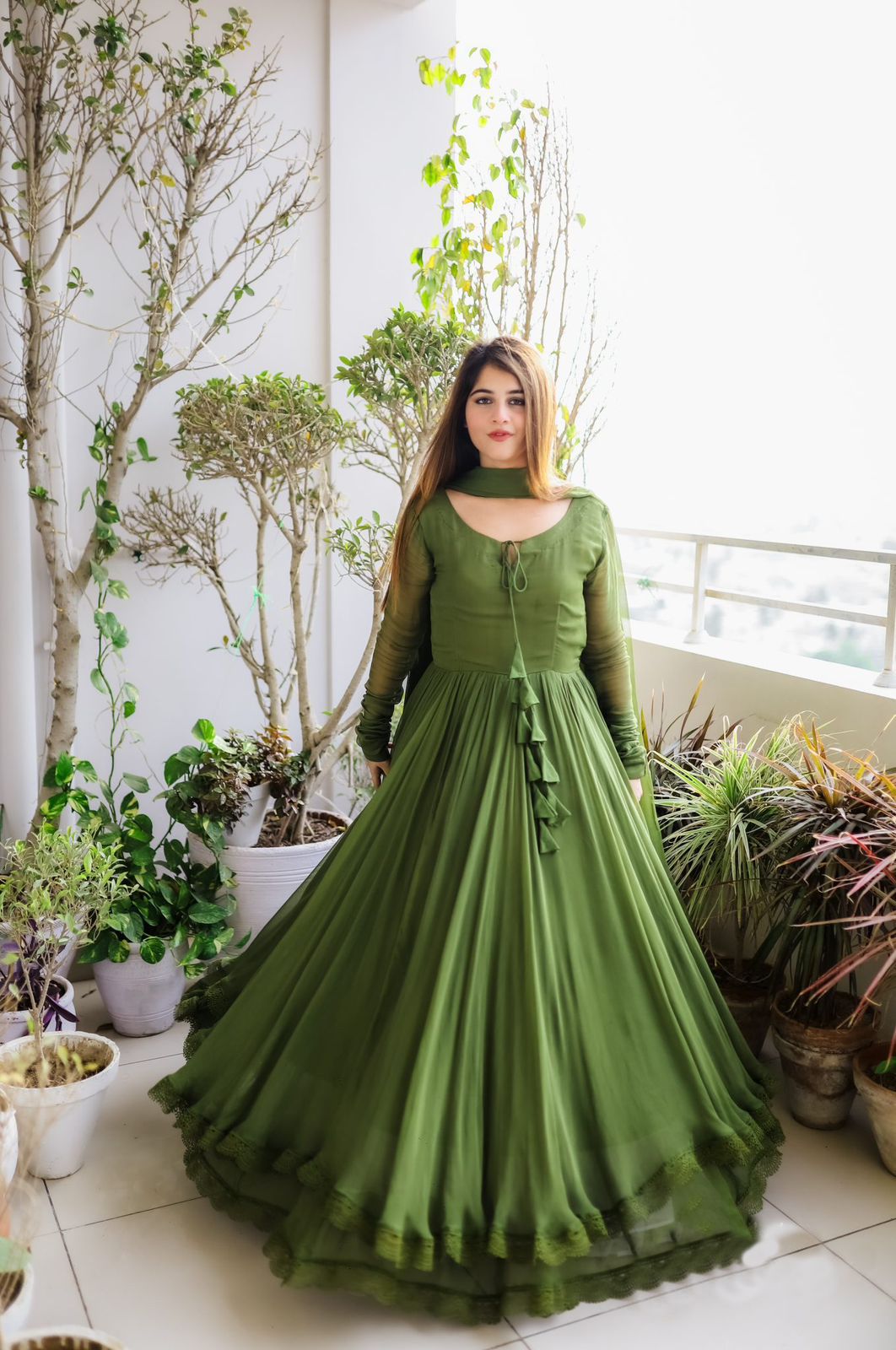 Glamorous Party Wear Georgette Full Stiched Gown With Dupatta