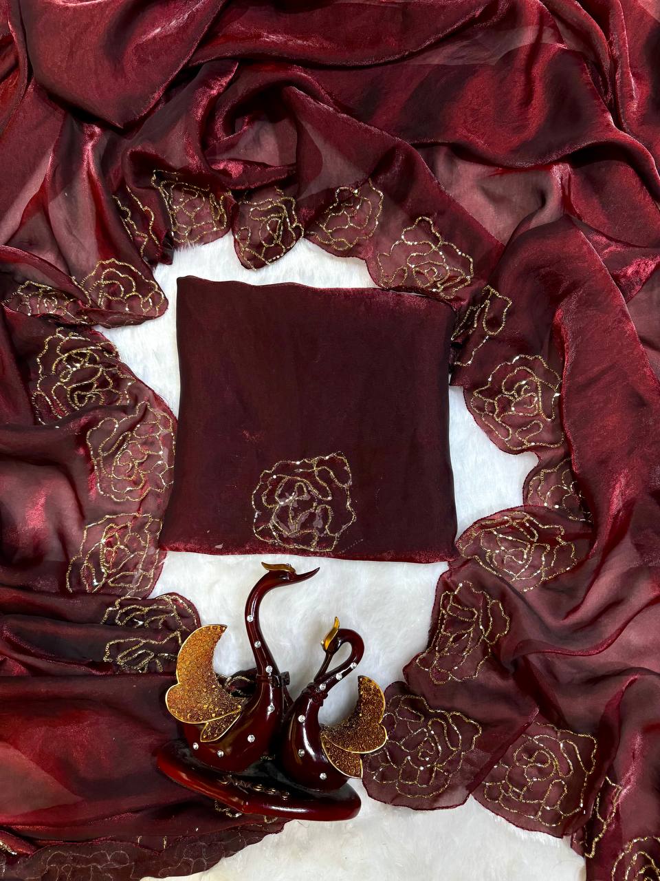 New Jimmy Chu Silk Hand Worked Designer Saree