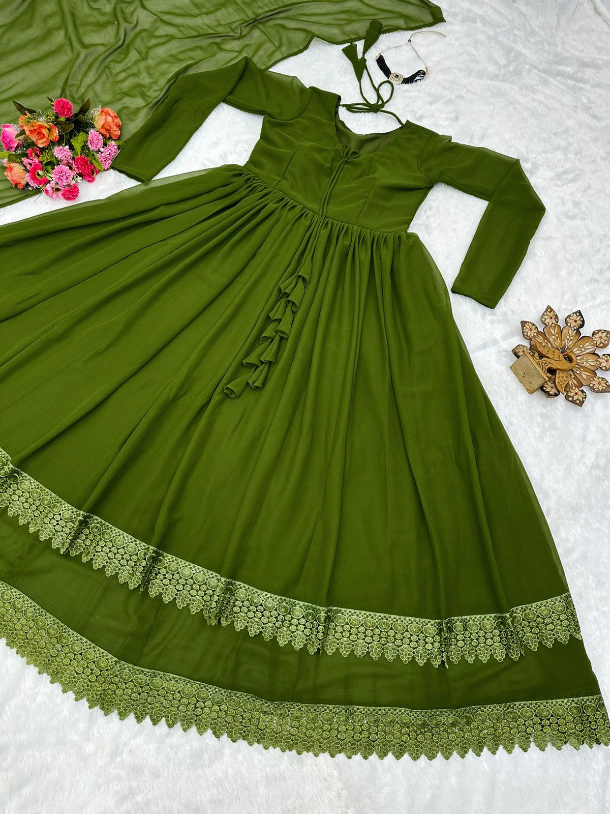 Glamorous Party Wear Georgette Full Stiched Gown With Dupatta