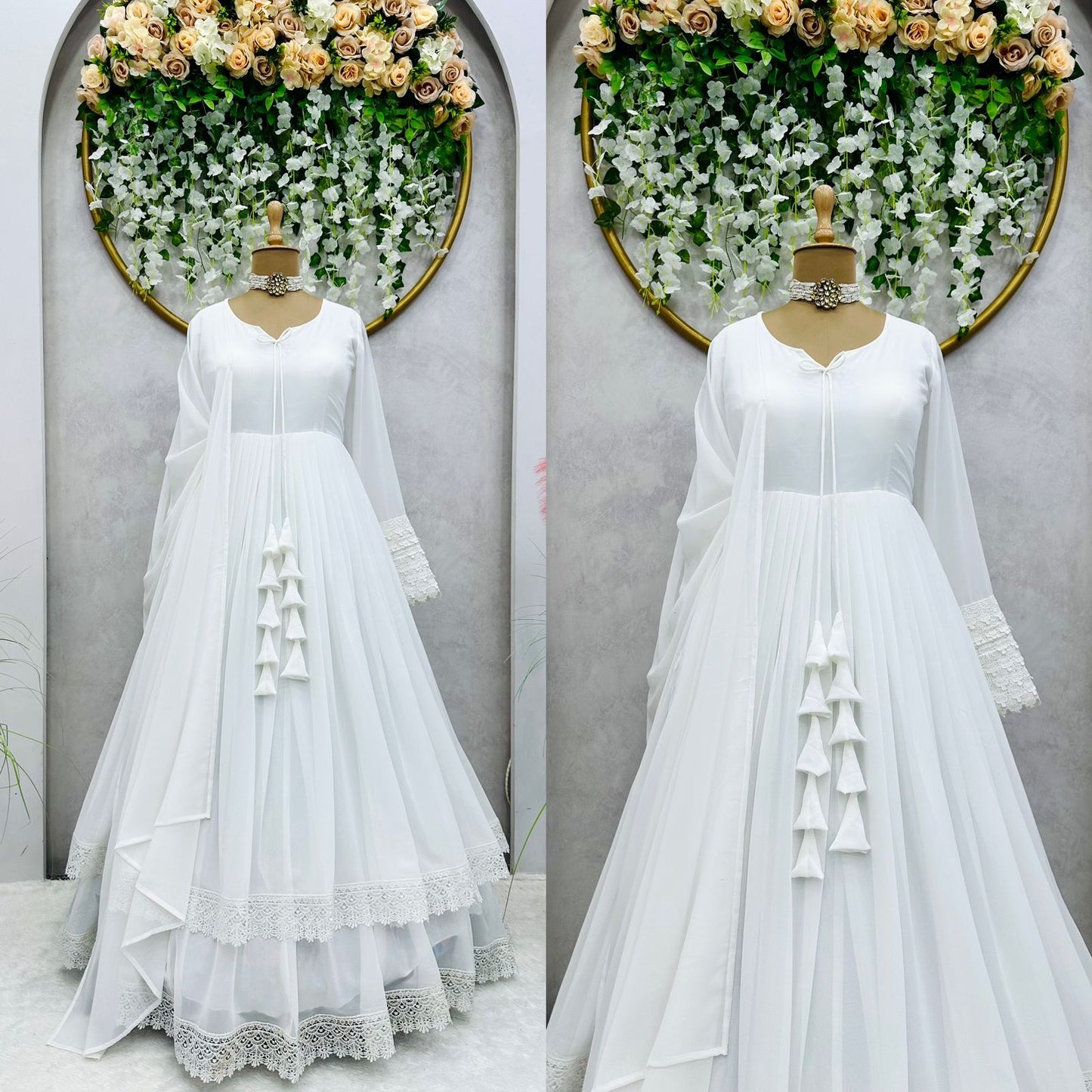 Glamorous Party Wear Georgette Full Stiched Gown With Dupatta