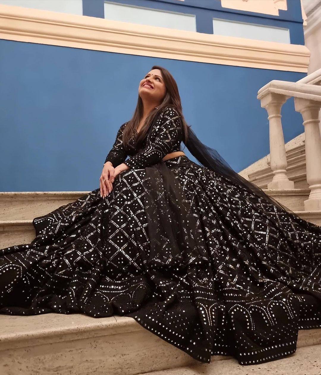 Heavy Wedding Wear Georgette Sequence Worked Lehenga With Beautiful Duppata And Cancan