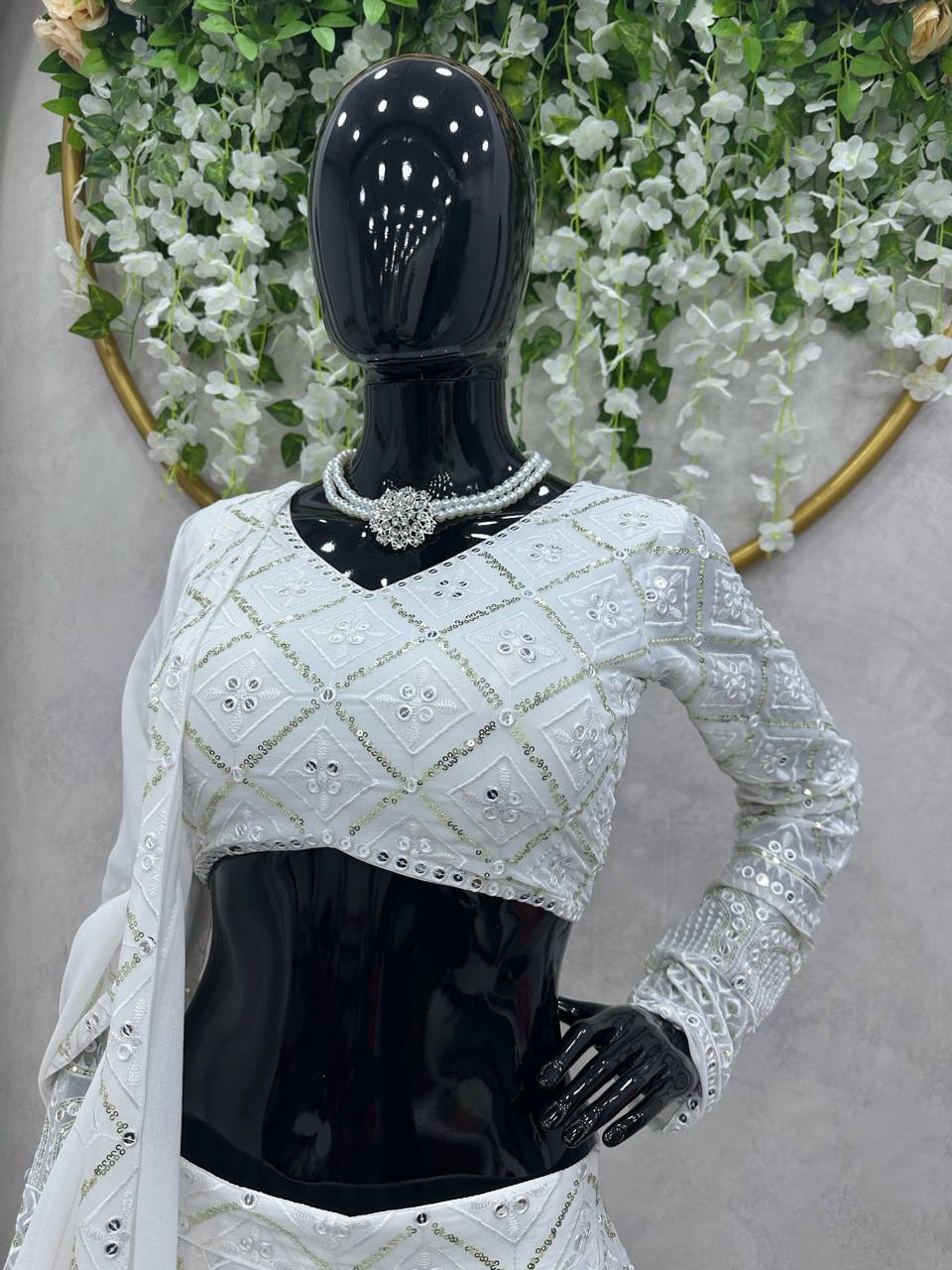 Heavy Wedding Wear Georgette Sequence Worked Lehenga With Beautiful Duppata And Cancan