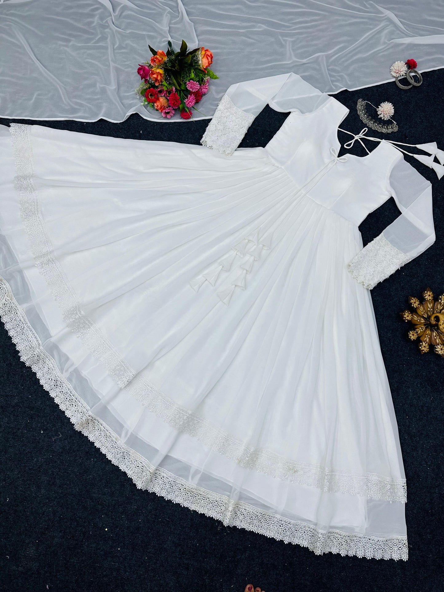 Glamorous Party Wear Georgette Full Stiched Gown With Dupatta