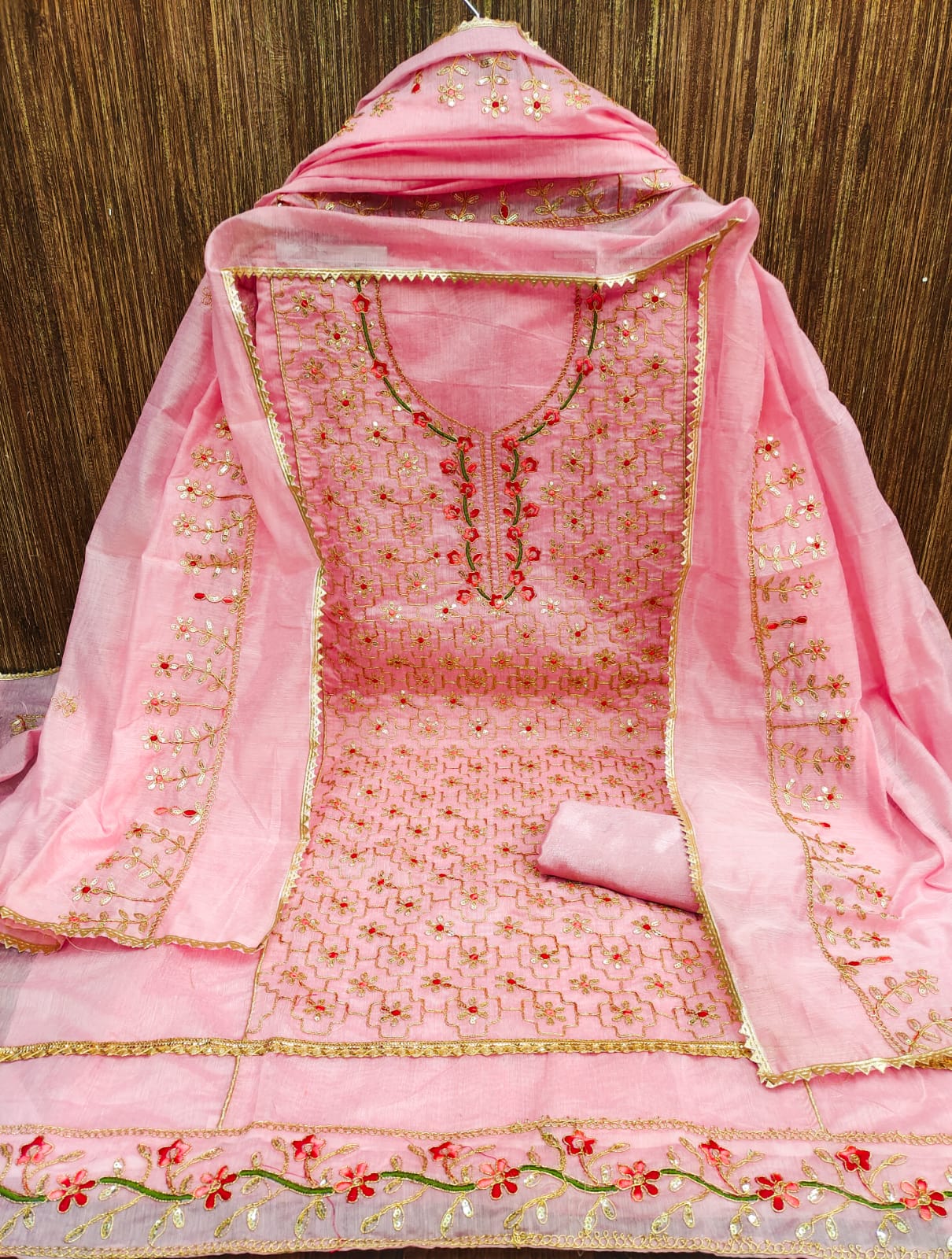 New Beautiful Semi Modal Codding Sequence Embroidary Worked Dress Material