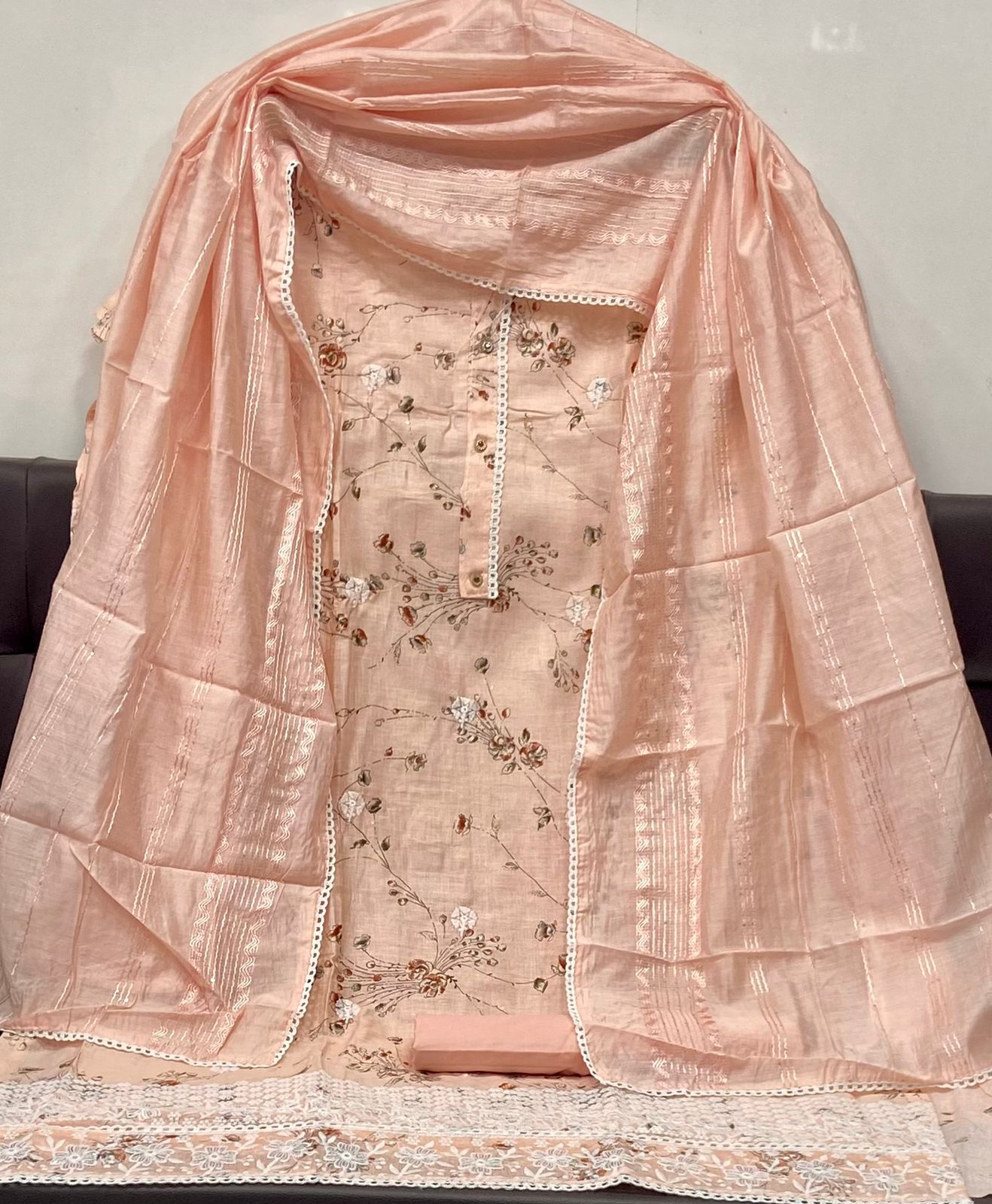 Cotton Printed Sequence Worked Top With Diable And Embroidary Worked Lace Duppata