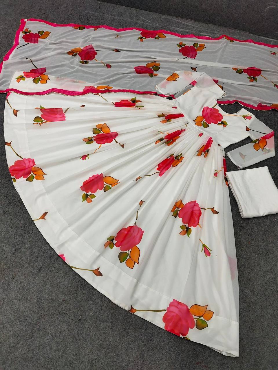 Faux Georgette Digital Printed Full Stiched Anarkali Suit With Beautiful Duppata
