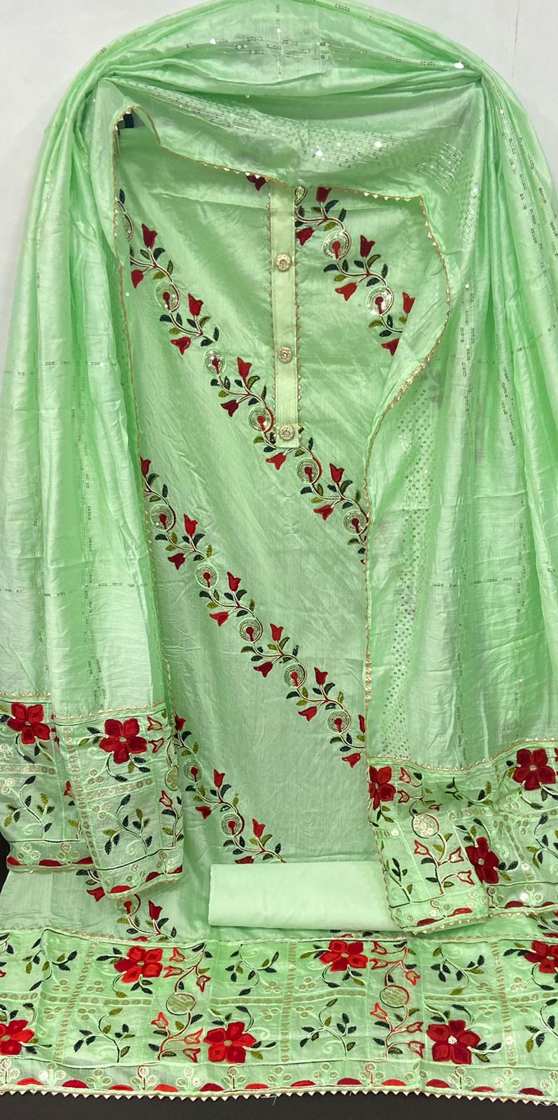 Chanderi Silk Party Wear Embroidary Worked Unstiched Salwar Suit With Beautiful Embroidary Work Duppata