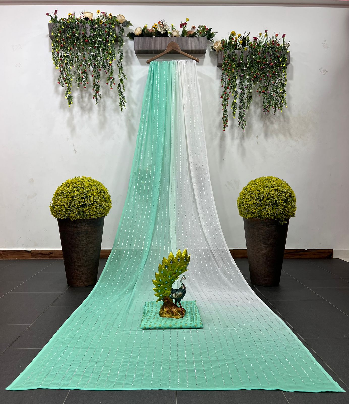 Party Wear Designer Mukesh Work Heavy Georgette Saree With Jequard Butti Blouse