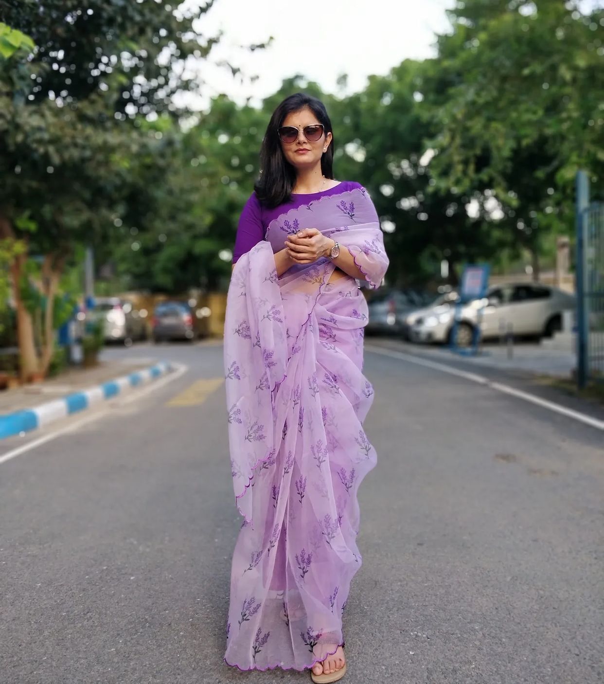 Organza Silk Beautidul Digital Printed Saree With Unstiched Banglori Silk Blouse
