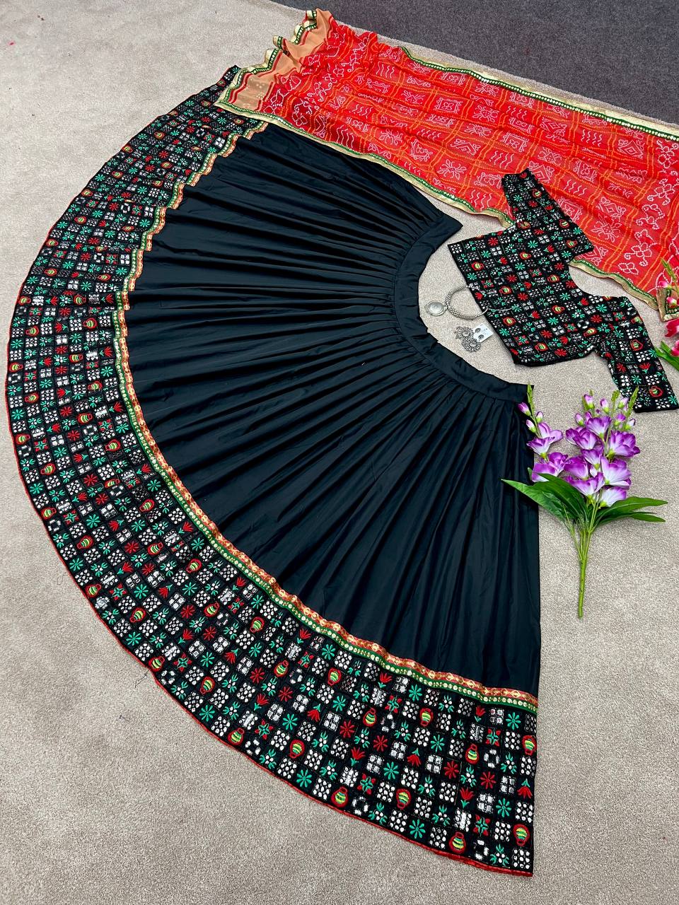 Festival Wear Semi Stiched Lehanga Choli Collection With Bandhej Printed Duppata