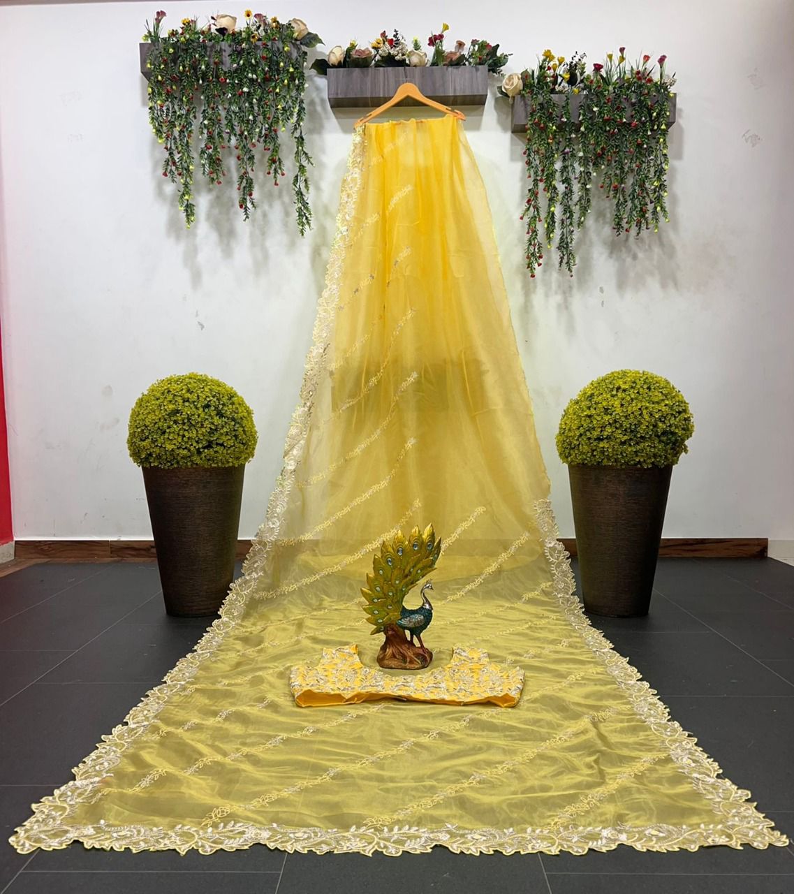 Yellow Colour Party Wear Organza Silk Saree With Designer Blouse