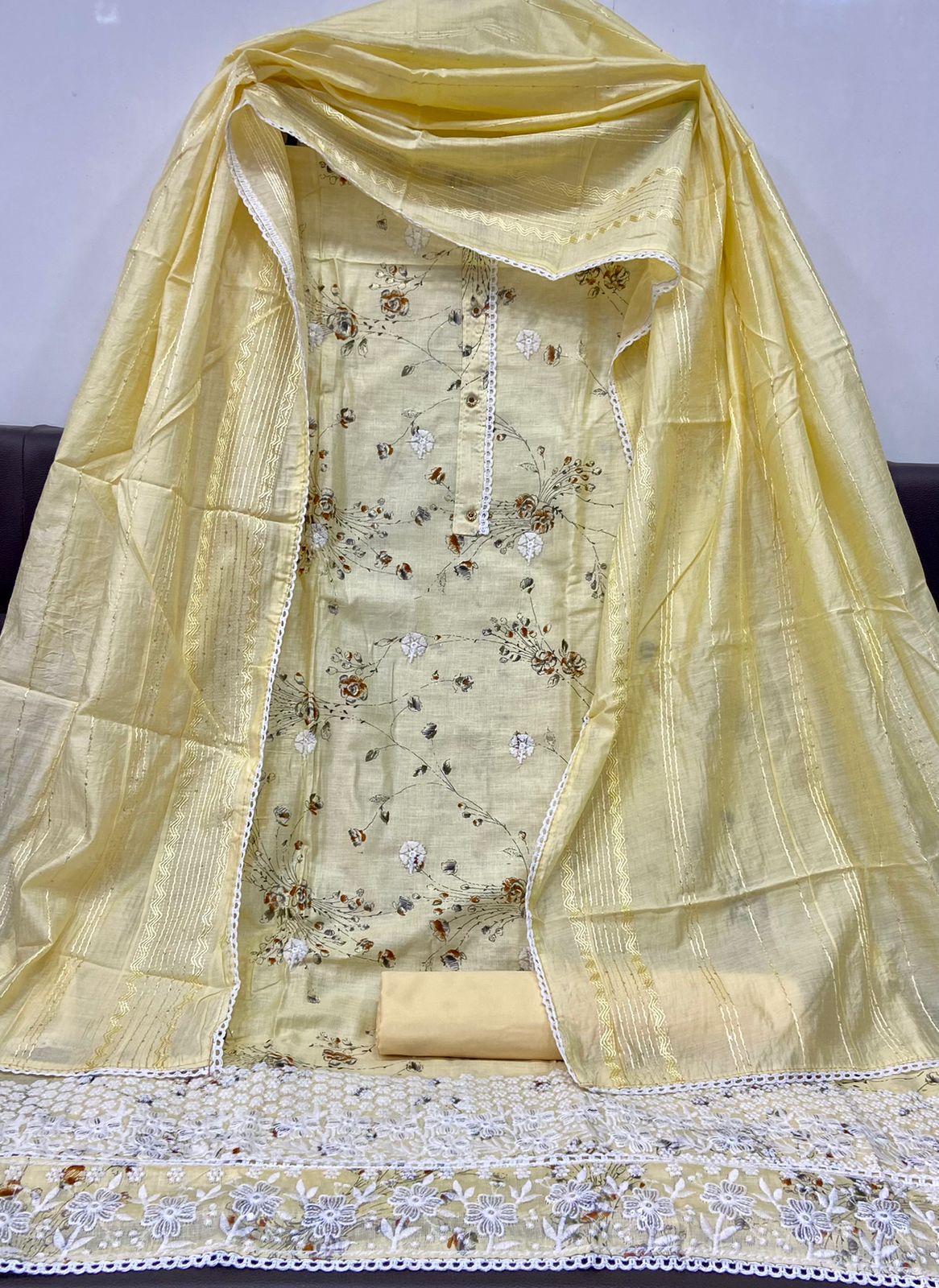Cotton Printed Sequence Worked Top With Diable And Embroidary Worked Lace Duppata