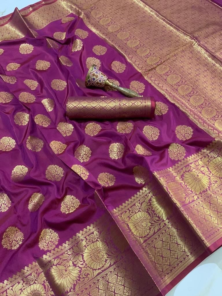 Wedding Wear Banarasi Soft Silk Weaving Saree With Banarasi Silk Blouse
