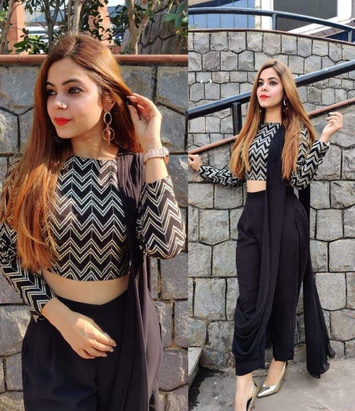 New Western Wear Black Colour Full Stiched Suit Collection With Atteched Duppata