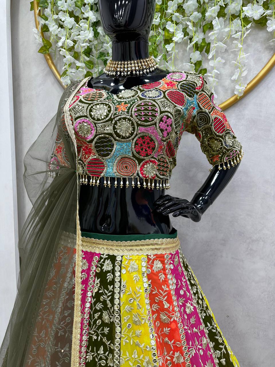 Colour Full Goergette Sequence And Embroidery Wokred Heavy Boutique Lehenga With Net Duppata