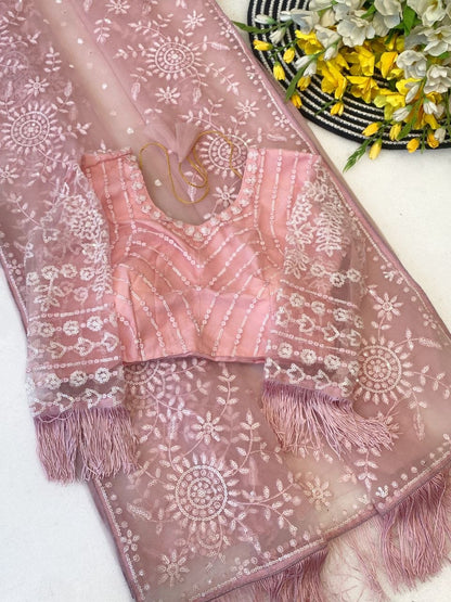 Heavy Embroidered Sequins Saree with Designer Blouse – Party Wear Special