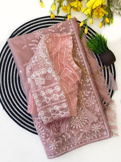 Heavy Embroidered Sequins Saree with Designer Blouse – Party Wear Special