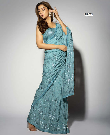 Sequence Worked Georgette Saree With Worked Blouse