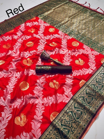Heavy Jari Weaving Wedding Wear Saree With Beautiful Blouse