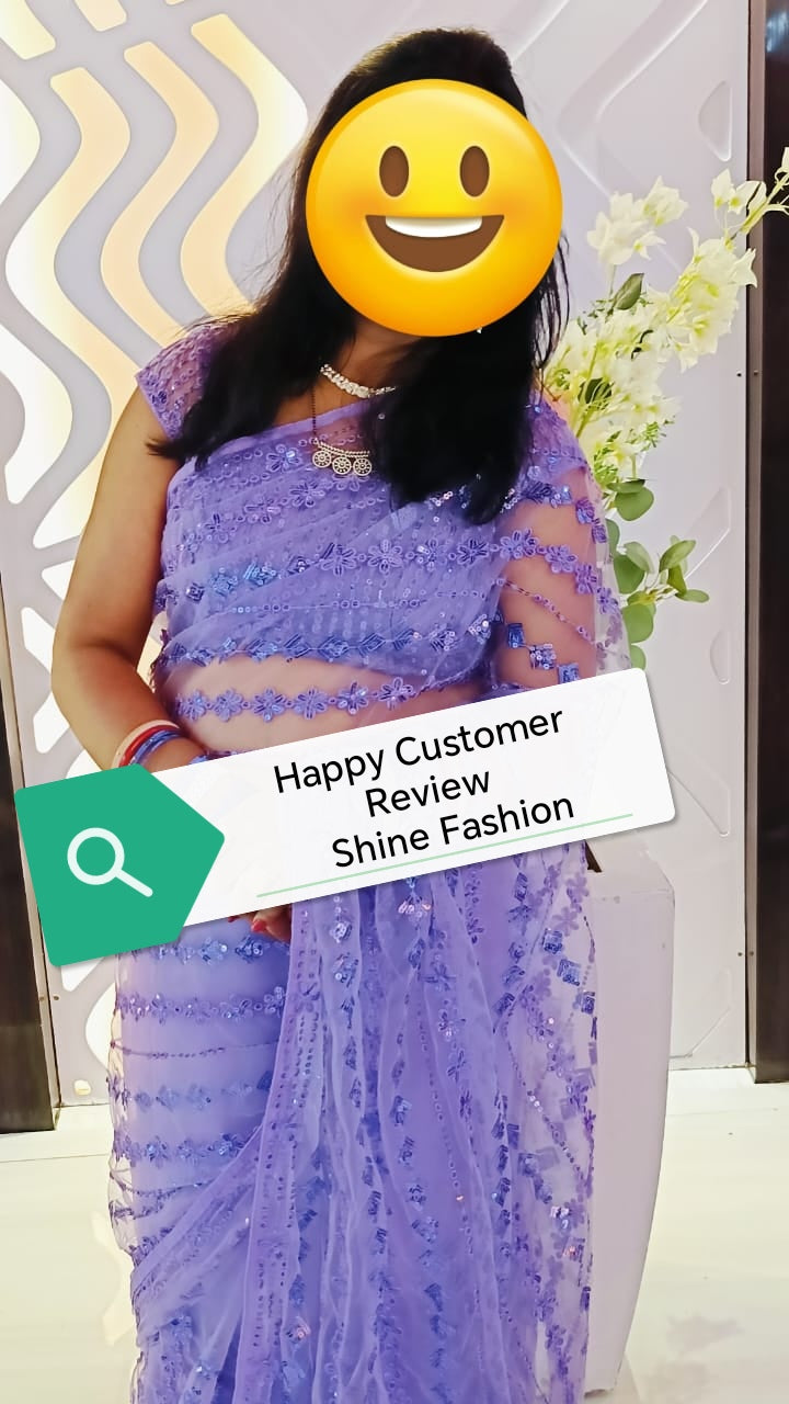 Net Sequence Embroidery Worked Saree With Heavy Blouse