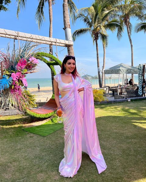 Imported Febric Chrome Unicorn Saree Shades Of Rainbow