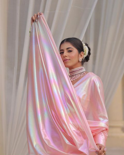 Imported Febric Chrome Unicorn Saree Shades Of Rainbow