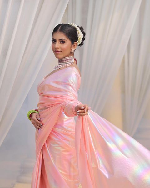 Imported Febric Chrome Unicorn Saree Shades Of Rainbow