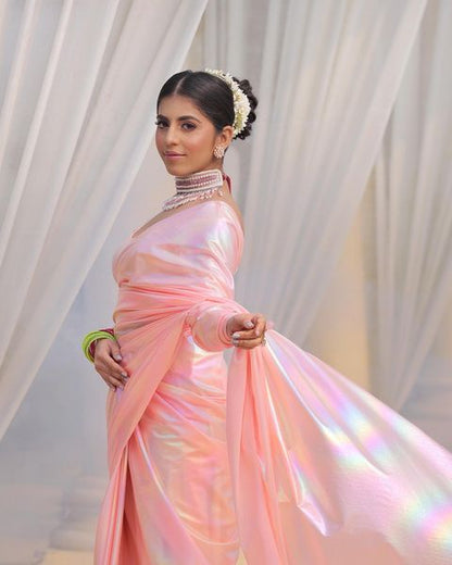 Imported Febric Chrome Unicorn Saree Shades Of Rainbow