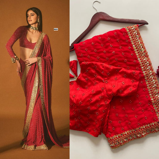 Glamorous Sequence And Mirror Work Georgette Bollywood Style Saree
