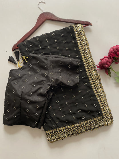 Glamorous Sequence And Mirror Work Georgette Bollywood Style Saree