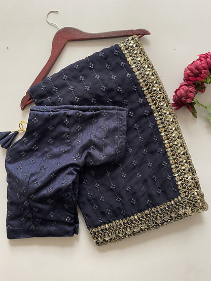 Glamorous Sequence And Mirror Work Georgette Bollywood Style Saree
