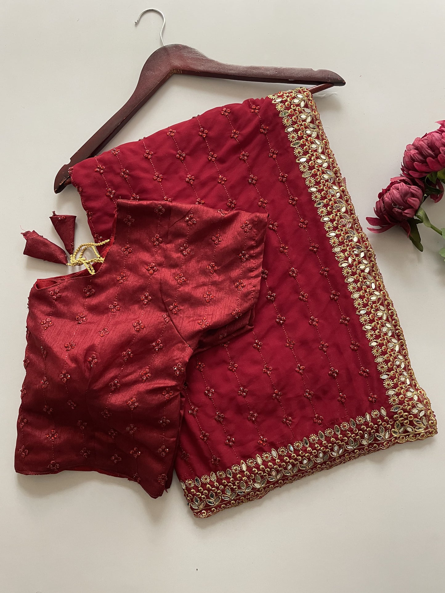 Glamorous Sequence And Mirror Work Georgette Bollywood Style Saree