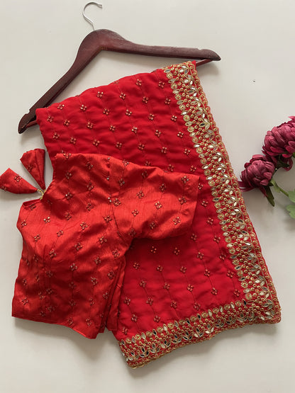 Glamorous Sequence And Mirror Work Georgette Bollywood Style Saree
