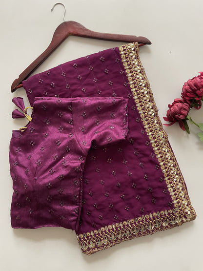 Glamorous Sequence And Mirror Work Georgette Bollywood Style Saree