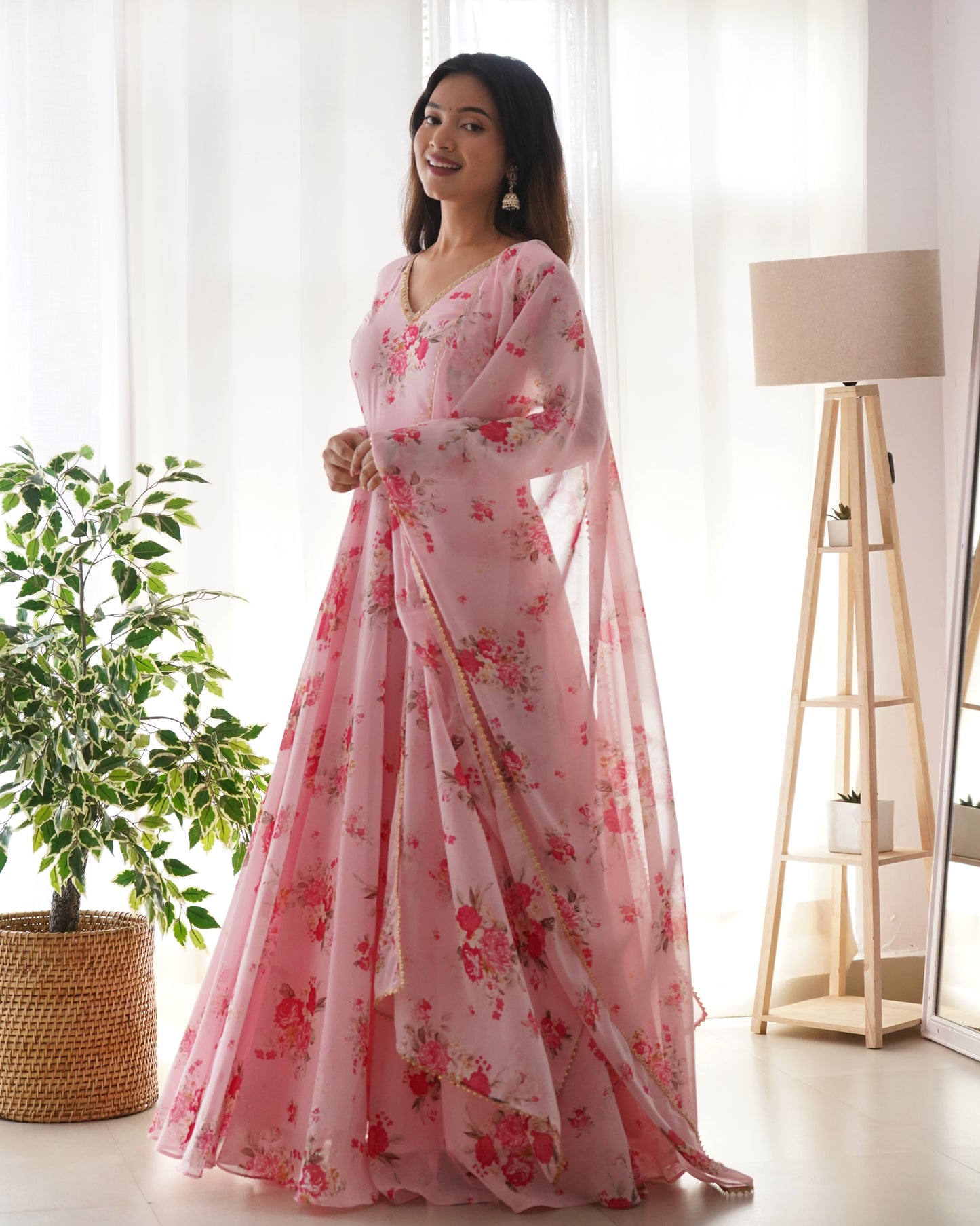 Digital Printed Soft Georgette Full Stiched Gown With Duppata