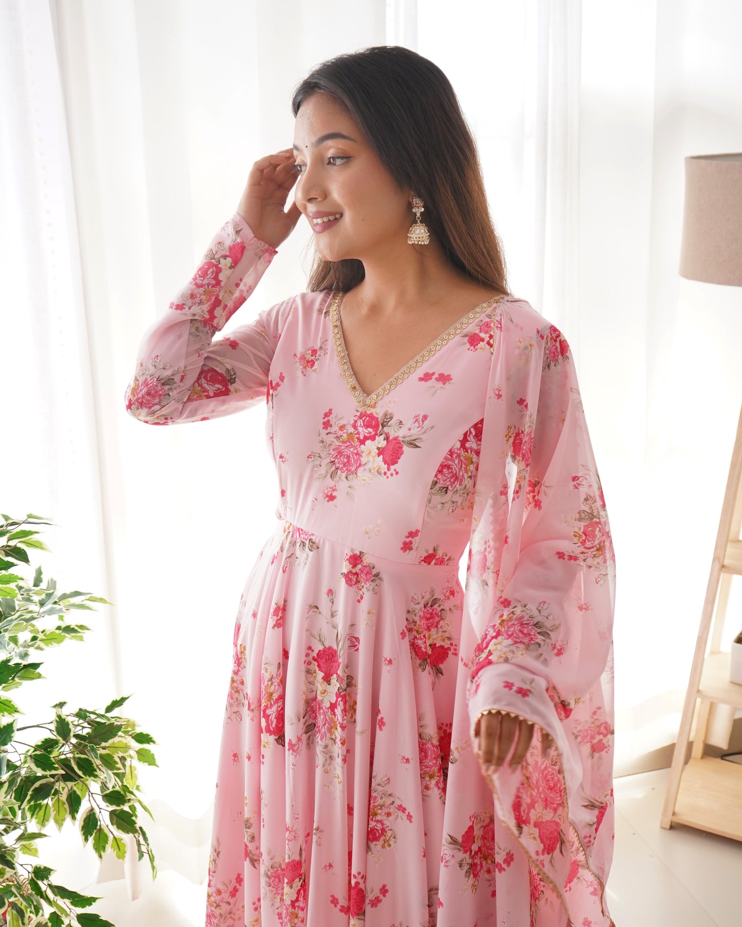 Digital Printed Soft Georgette Full Stiched Gown With Duppata