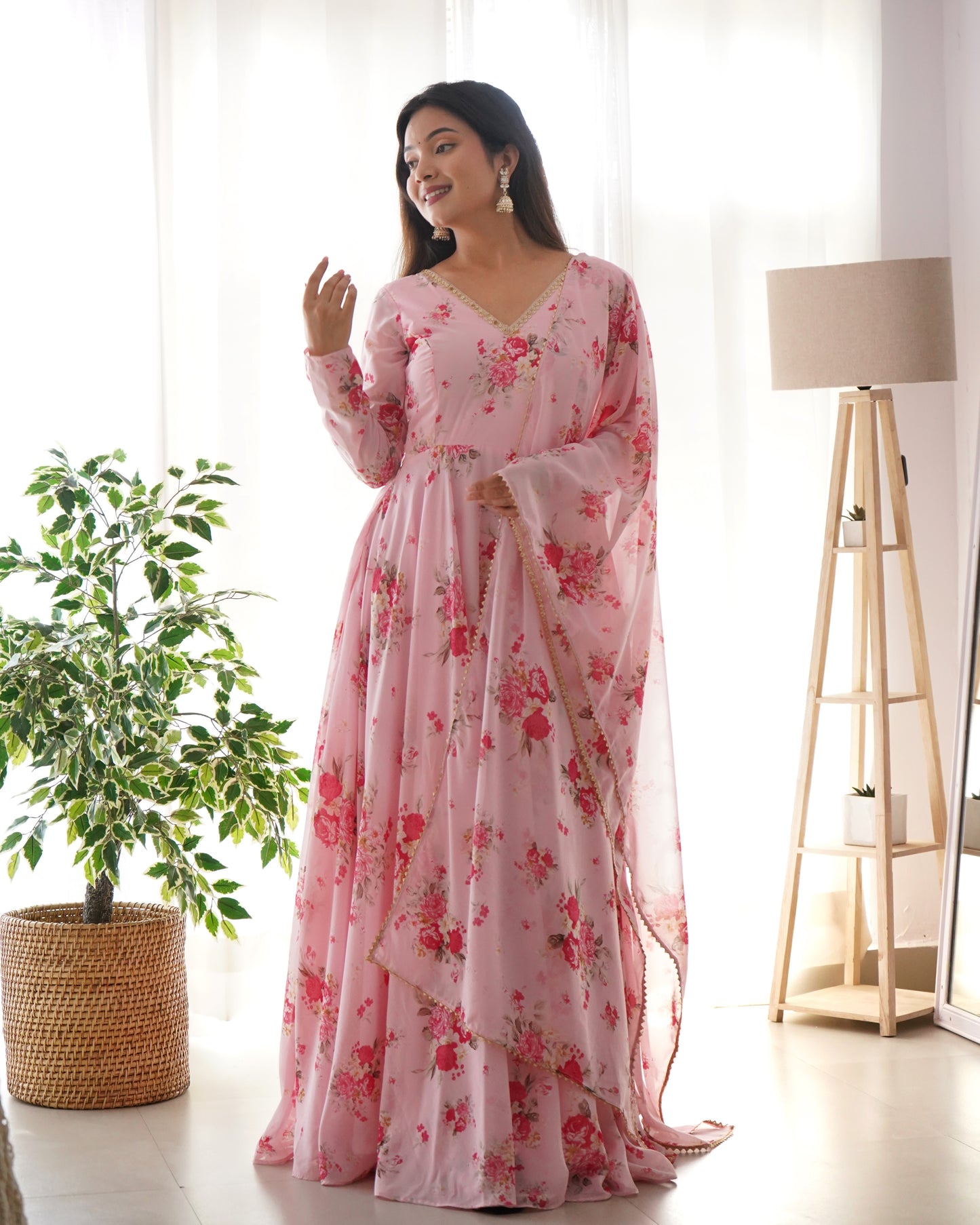 Digital Printed Soft Georgette Full Stiched Gown With Duppata