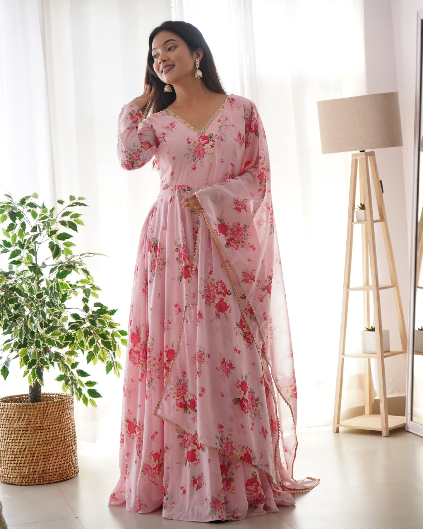 Digital Printed Soft Georgette Full Stiched Gown With Duppata