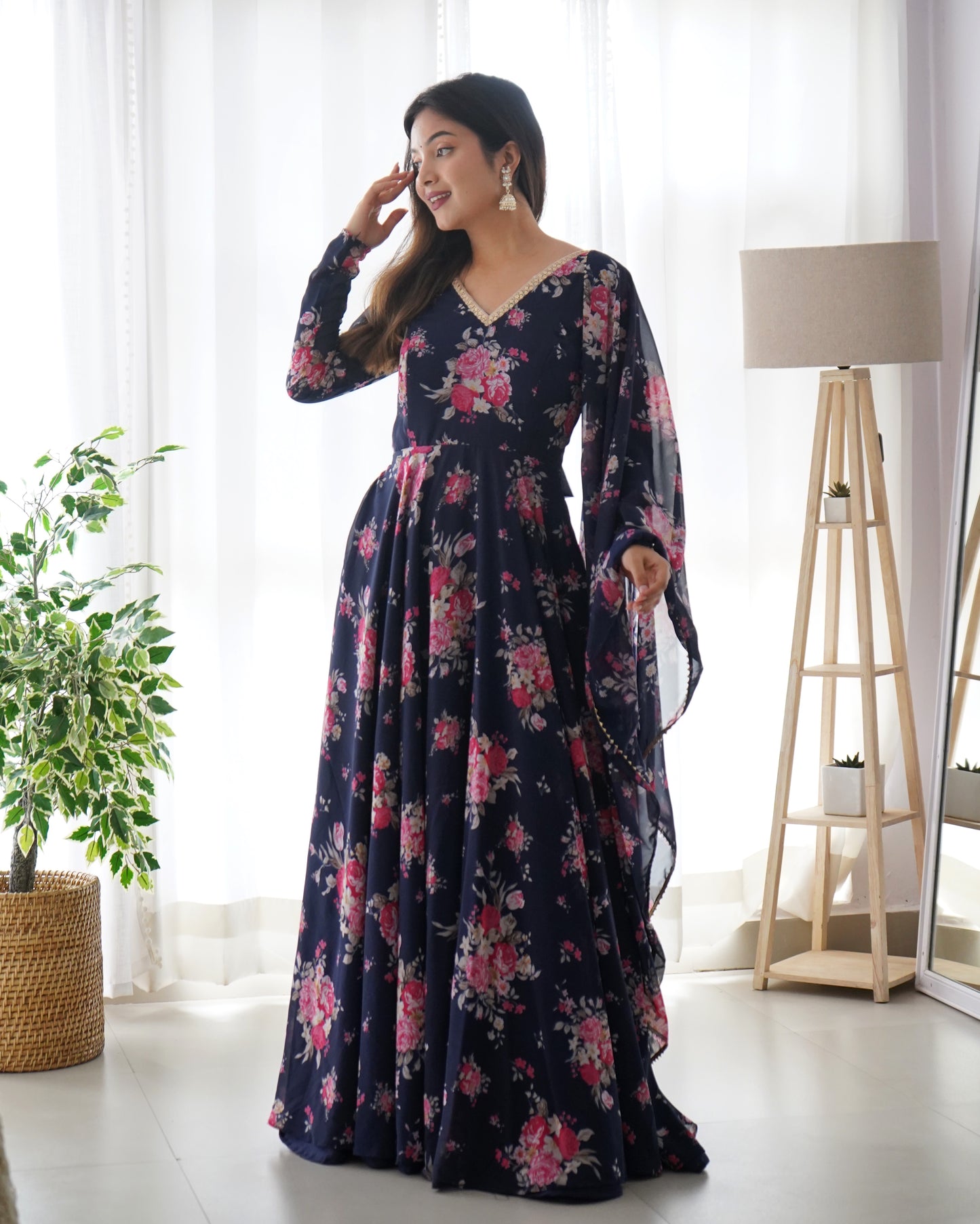 Digital Printed Soft Georgette Full Stiched Gown With Duppata
