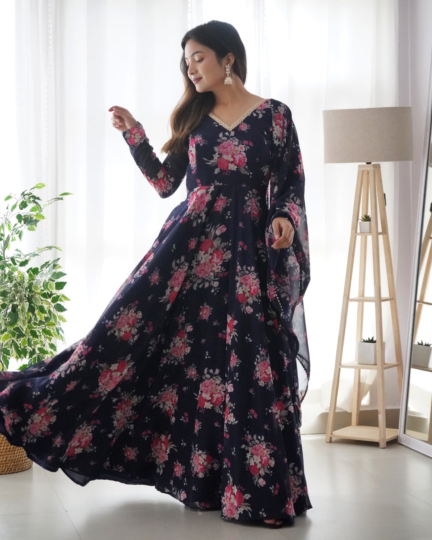 Digital Printed Soft Georgette Full Stiched Gown With Duppata